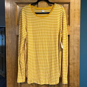 Old Navy Luxe Yellow Striped Long Sleeve Tee